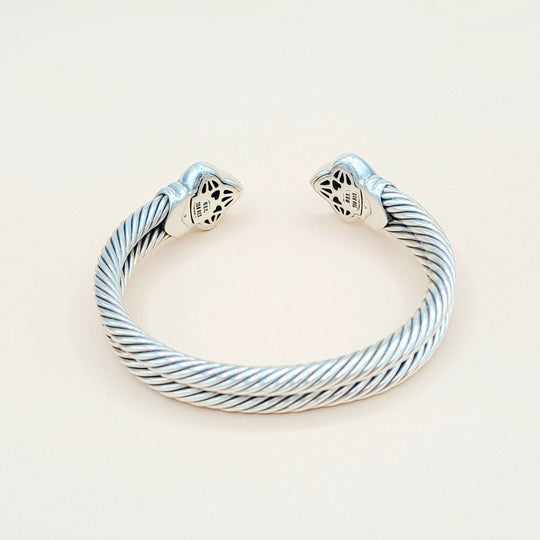  David Yurman Quatrefoil Double Cable Black Onyx Gold Bracelet