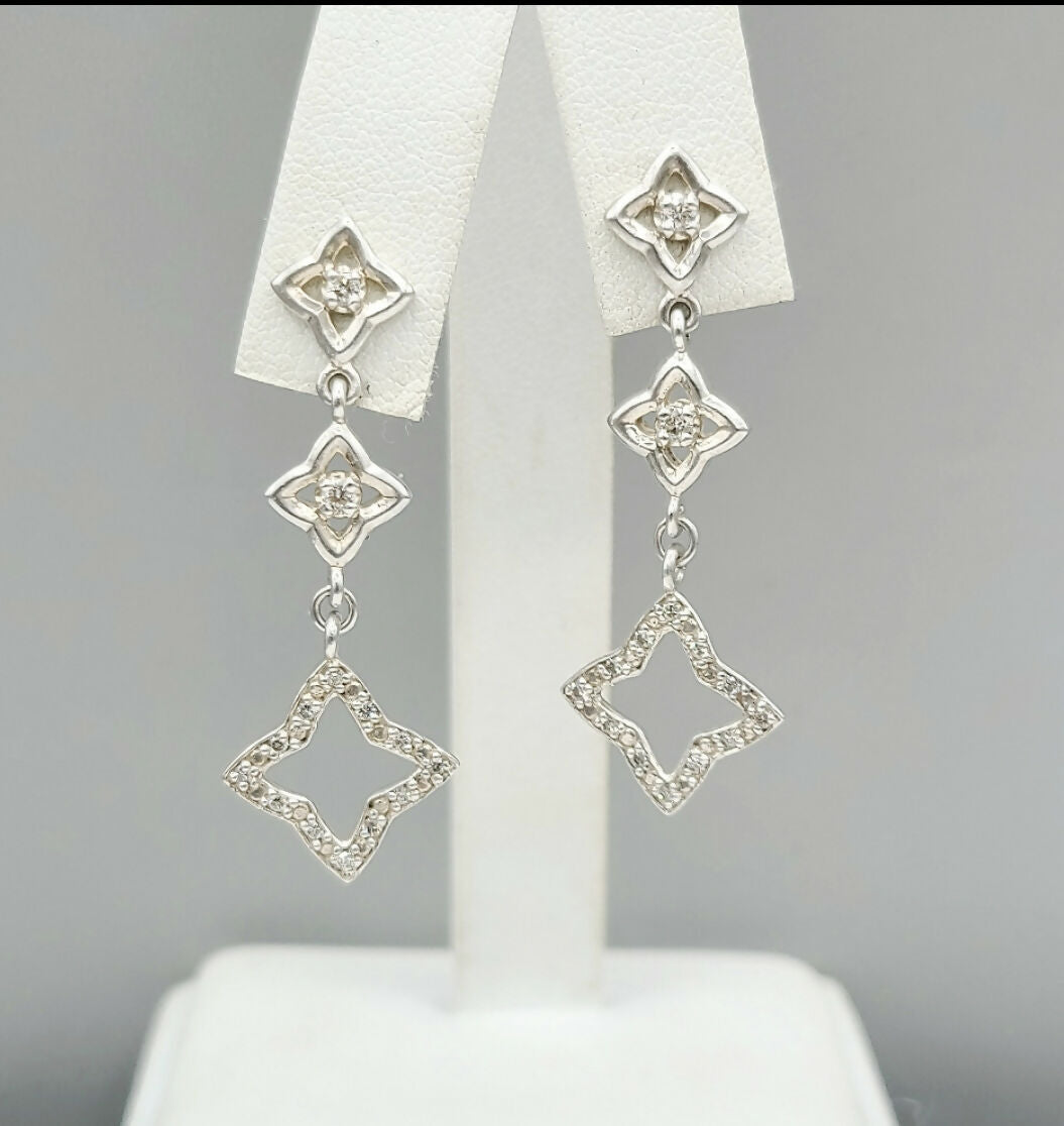 David Yurman Quatrefoil Drop Earrings With Diamonds