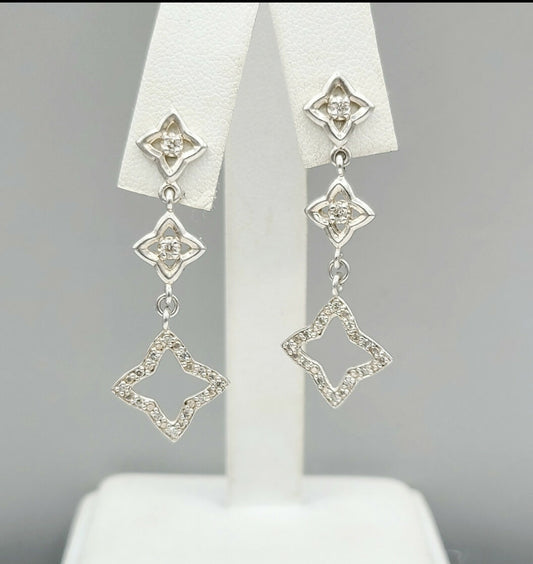 David Yurman Quatrefoil Drop Earrings With Diamonds