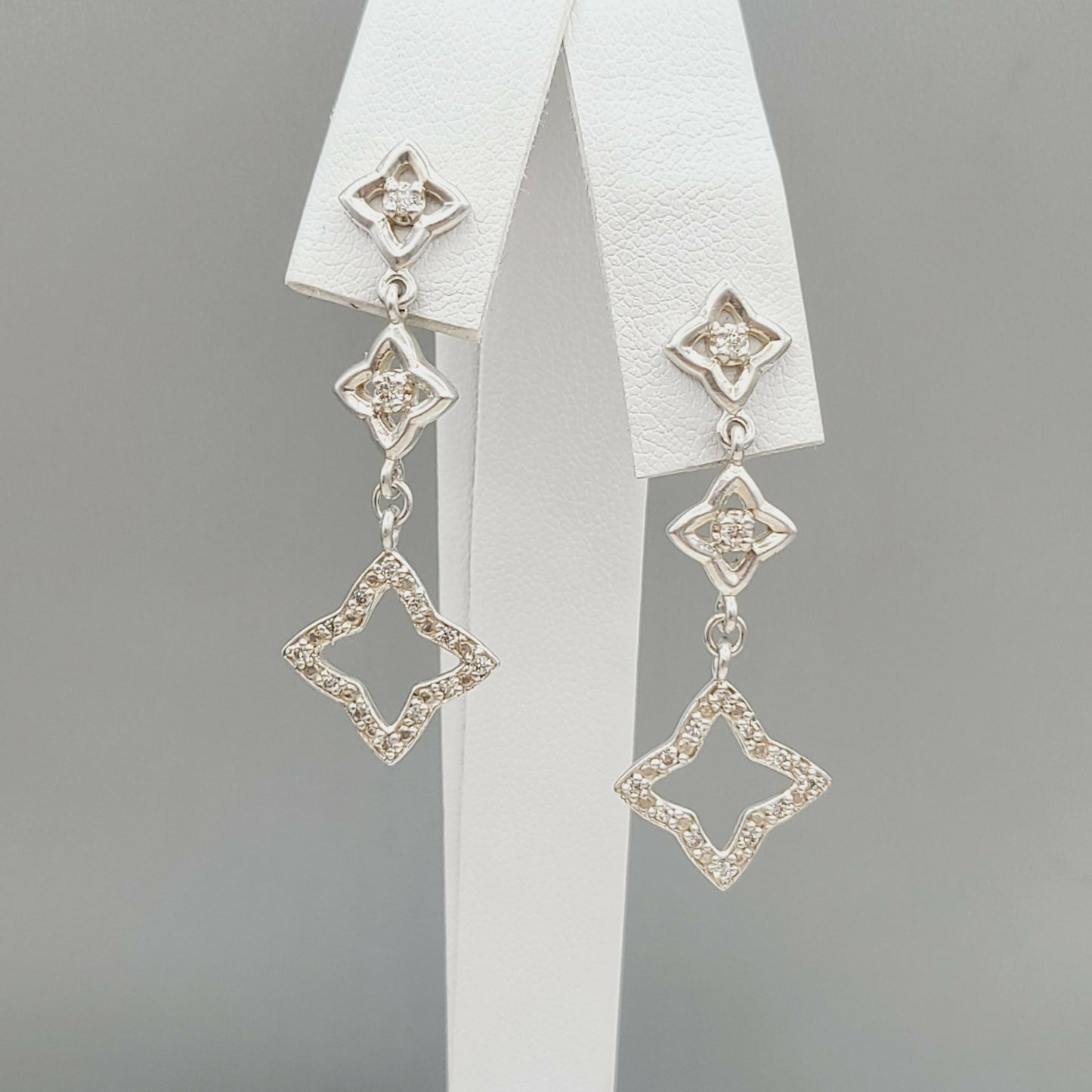 David Yurman Quatrefoil Drop Earrings With Diamonds