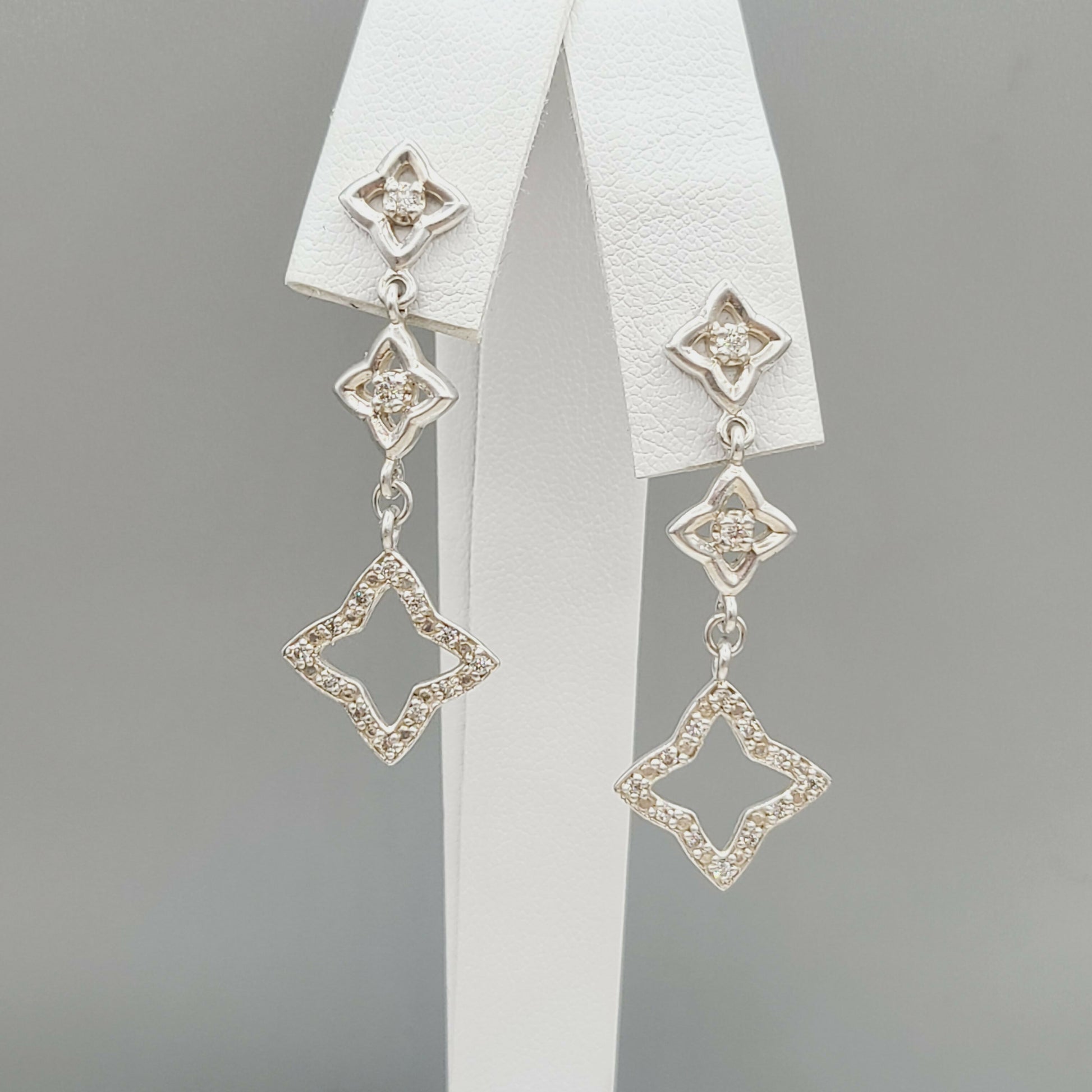 David Yurman Quatrefoil Drop Earrings With Diamonds