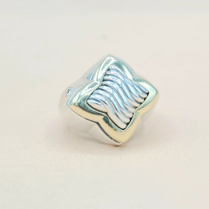 David Yurman Quatrefoil Sculpted Ring Silver & Gold | Certified   AYW Luxury #