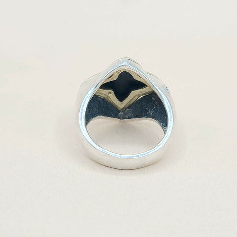  David Yurman Quatrefoil Sculpted Silver Gold Ring