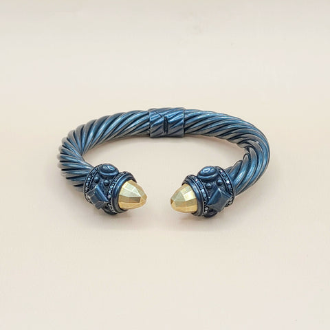  David Yurman Renaissance Black Gold Black Diamond Bracelet, 10mm