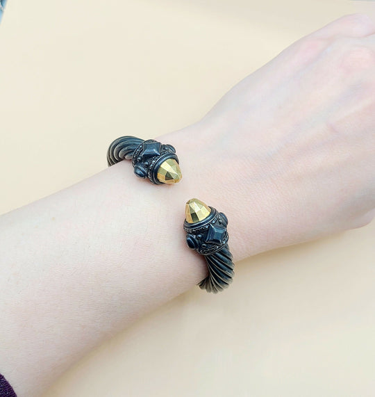  David Yurman Renaissance Black Gold Black Diamond Bracelet, 10mm