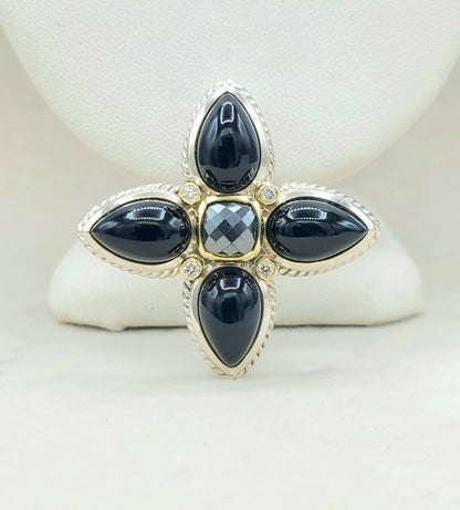  David Yurman Renaissance Black Onyx, Hematite & Diamond Teardrop Pendant