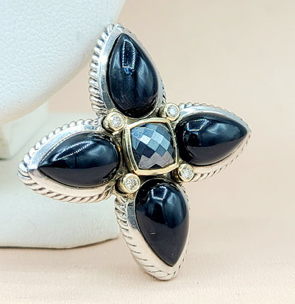  David Yurman Renaissance Black Onyx, Hematite & Diamond Teardrop Pendant