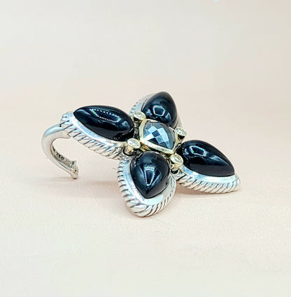  David Yurman Renaissance Black Onyx, Hematite & Diamond Teardrop Pendant