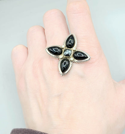  David Yurman Renaissance Black Onyx, Hematite & Diamond Teardrop Pendant