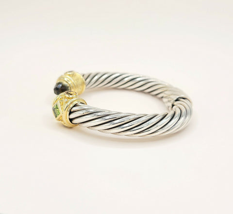  David Yurman Renaissance Cable Lemon Citrine Peridot Gold Bracelet, 10mm