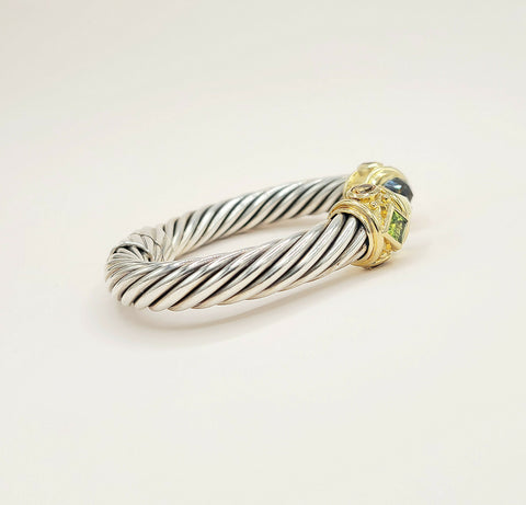  David Yurman Renaissance Cable Lemon Citrine Peridot Gold Bracelet, 10mm