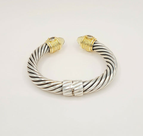  David Yurman Renaissance Cable Lemon Citrine Peridot Gold Bracelet, 10mm