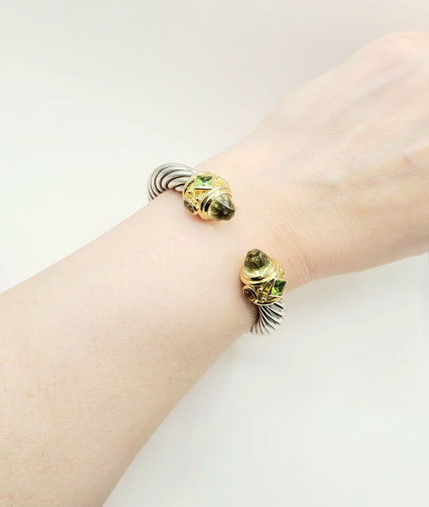  David Yurman Renaissance Cable Lemon Citrine Peridot Gold Bracelet, 10mm