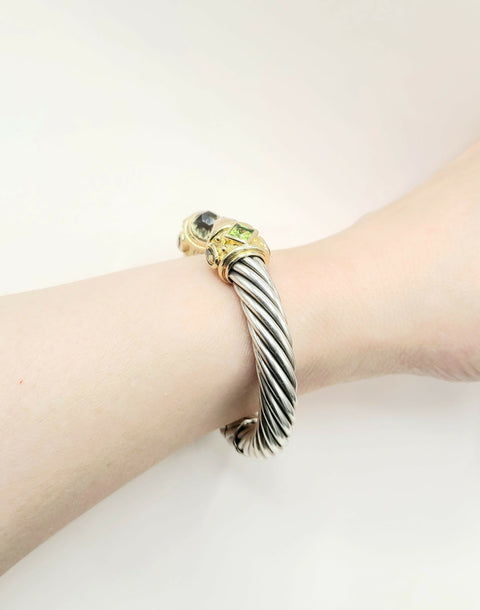  David Yurman Renaissance Cable Lemon Citrine Peridot Gold Bracelet, 10mm
