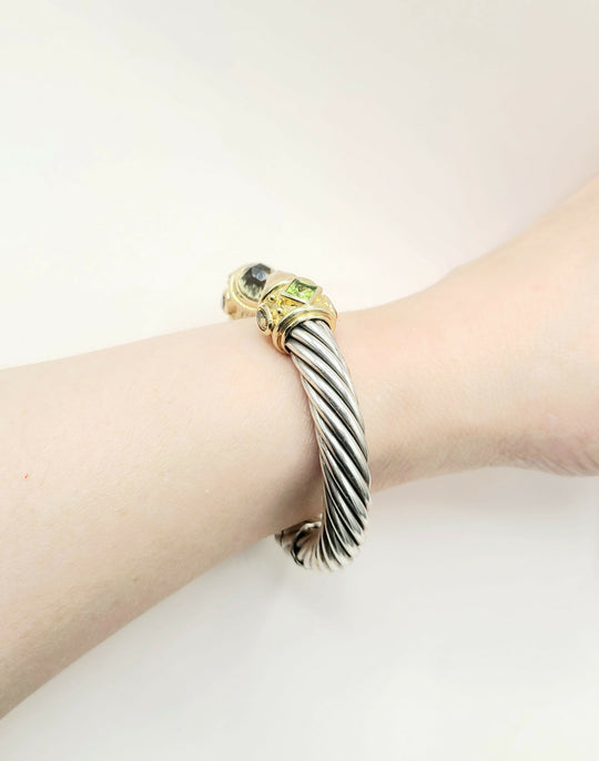  David Yurman Renaissance Cable Lemon Citrine Peridot Gold Bracelet, 10mm