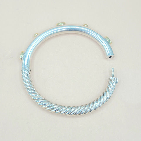  David Yurman Renaissance Peridot Diamond Gold Bangle Bracelet