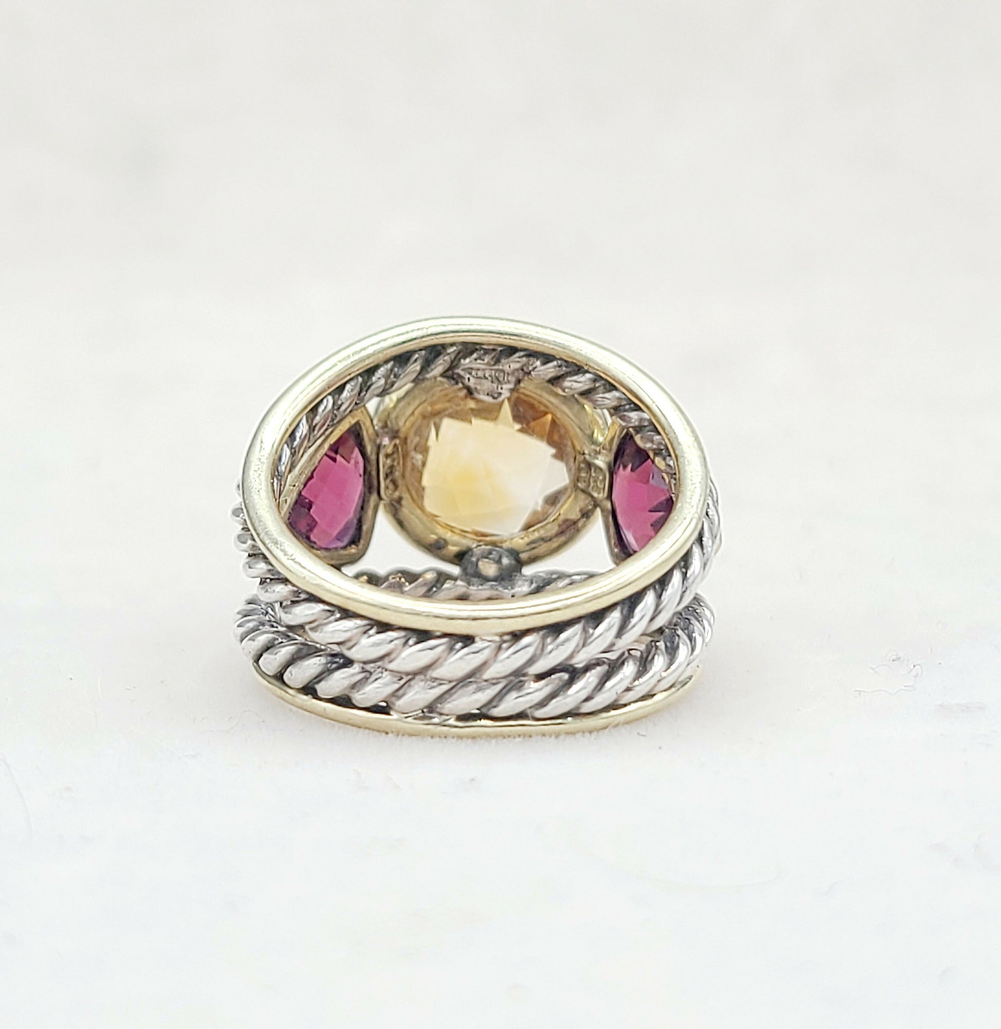 David Yurman Renaissance Ring With Citrine Garnet and Gold