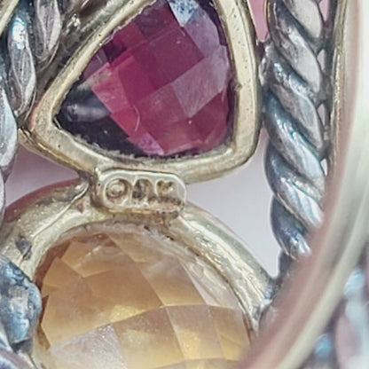David Yurman Renaissance Ring With Citrine Garnet and Gold
