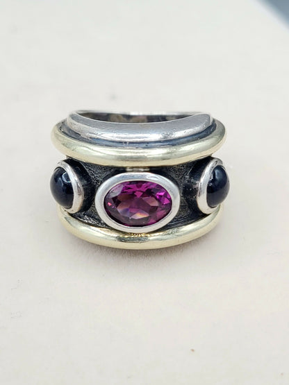 David Yurman Renaissance Ring With Pink Tourmaline, Iolite And Gold