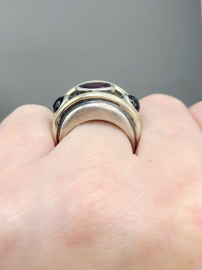 David Yurman Renaissance Ring With Pink Tourmaline, Iolite And Gold