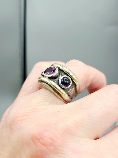 David Yurman Renaissance Ring With Pink Tourmaline, Iolite And Gold