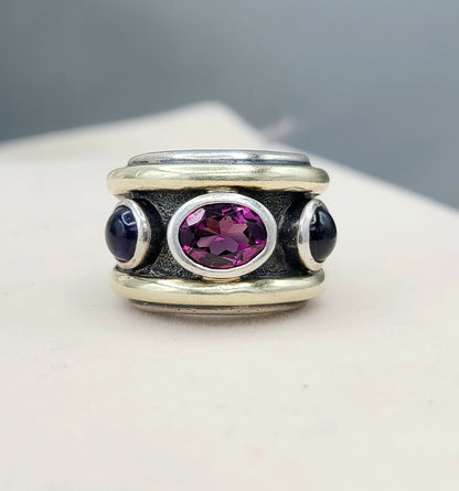 David Yurman Renaissance Ring With Pink Tourmaline, Iolite And Gold