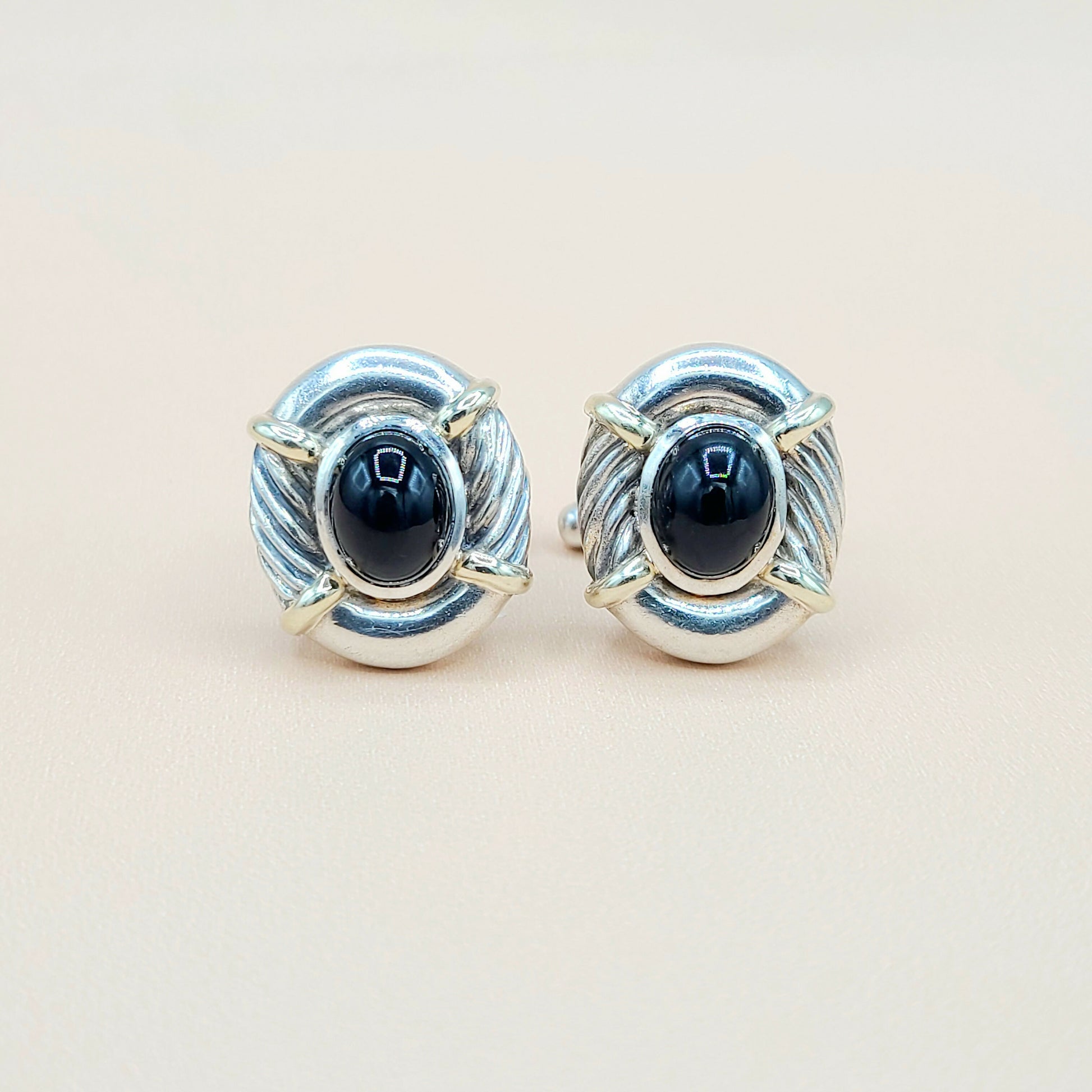 David Yurman Renaissance Black Onyx Gold Cufflinks Certified Pre-Owned  AYW Luxury #