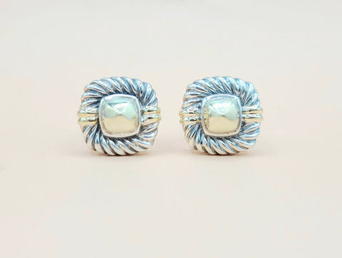  David Yurman Renaissance Silver Gold Cufflinks