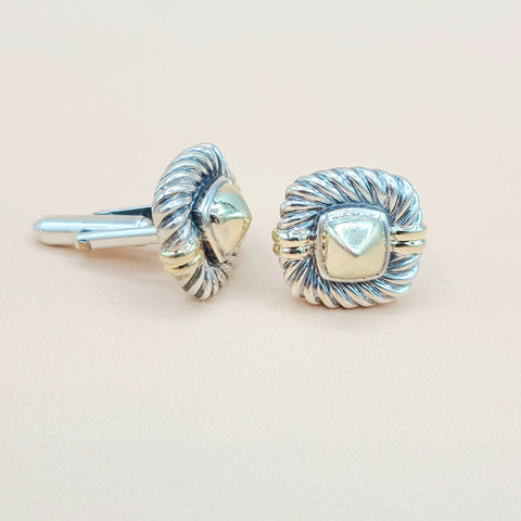  David Yurman Renaissance Silver Gold Cufflinks