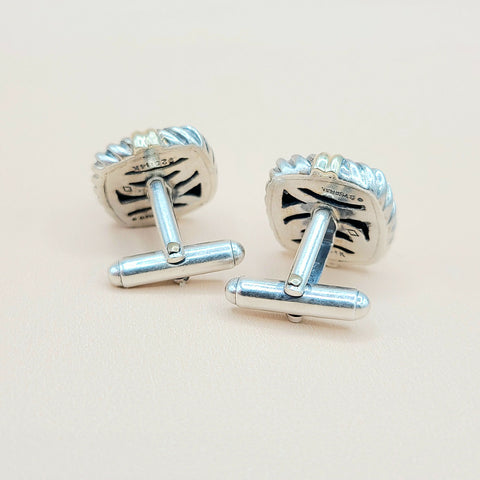  David Yurman Renaissance Silver Gold Cufflinks