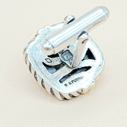  David Yurman Renaissance Silver Gold Cufflinks