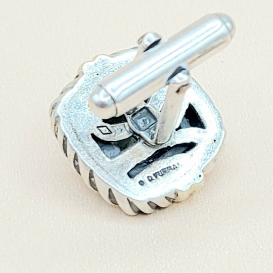  David Yurman Renaissance Silver Gold Cufflinks