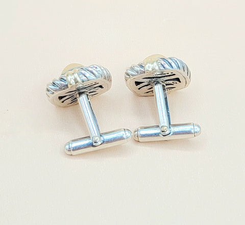  David Yurman Renaissance Silver Gold Cufflinks