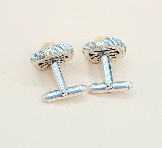  David Yurman Renaissance Silver Gold Cufflinks