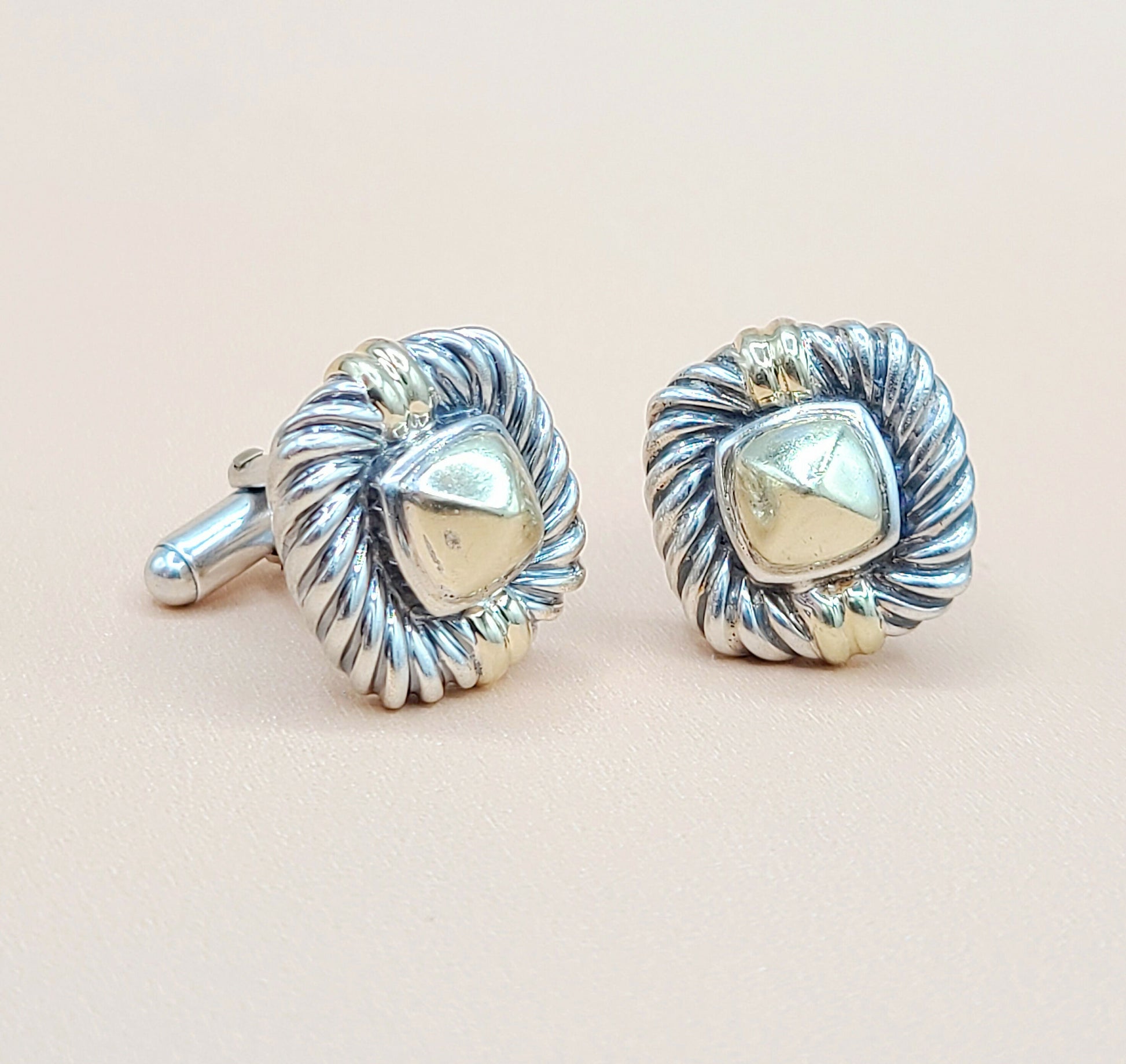 David Yurman Renaissance Silver Gold Cufflinks | Certified Pre-Owned  AYW Luxury #