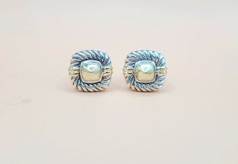  David Yurman Renaissance Silver Gold Cufflinks