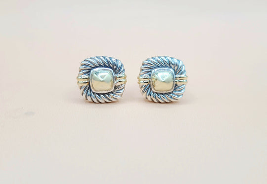  David Yurman Renaissance Silver Gold Cufflinks