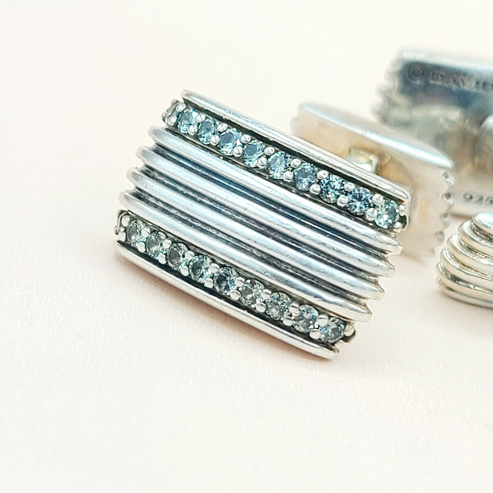 David Yurman Royal Cord Cufflinks With Gray Sapphire 