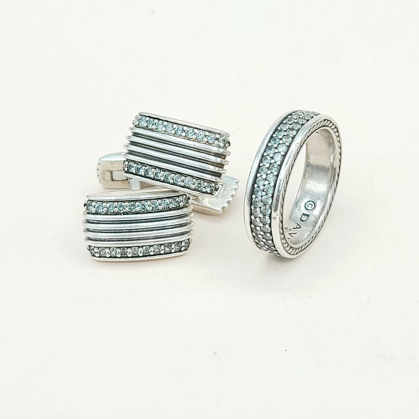 David Yurman Royal Cord Cufflinks With Gray Sapphire 