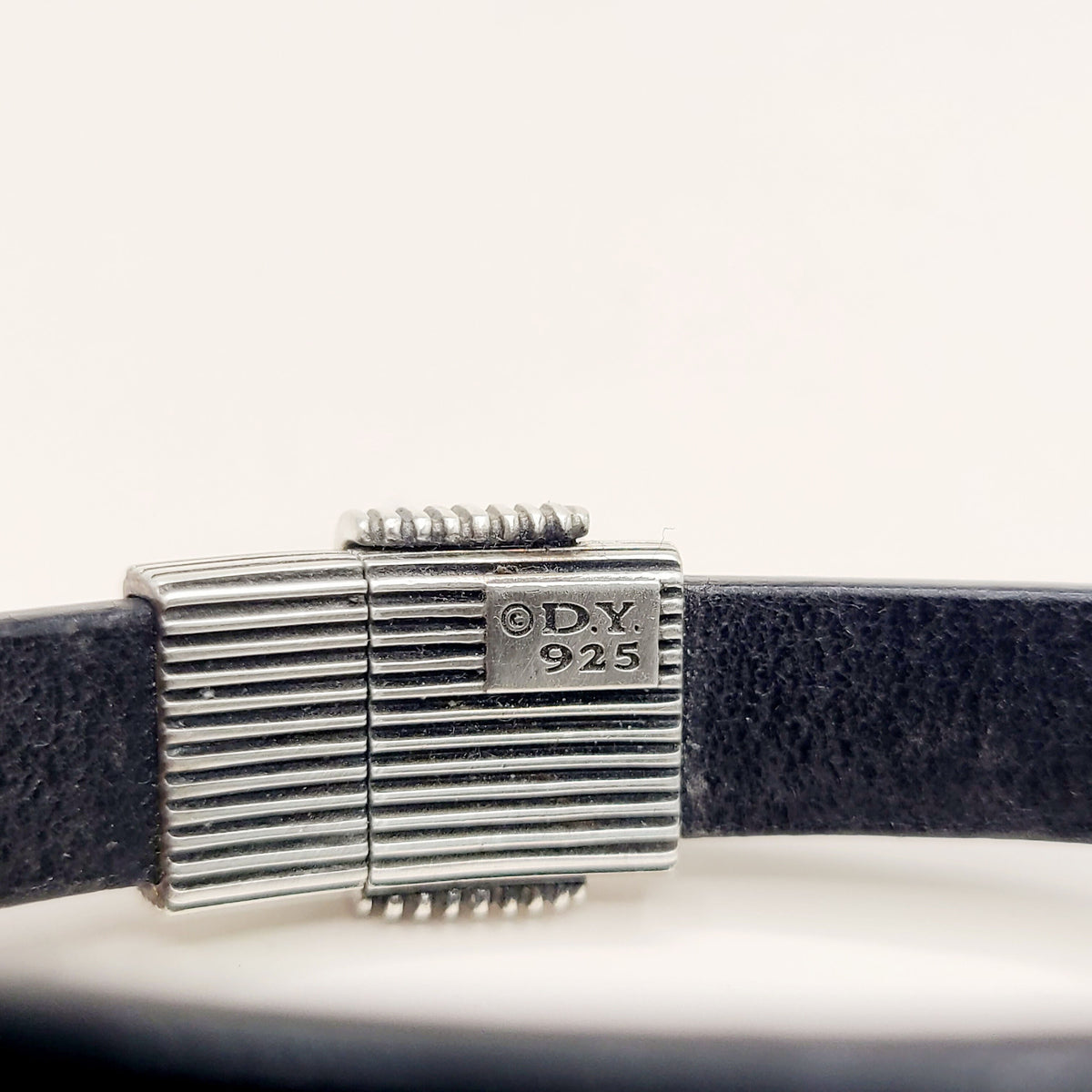 David Yurman Royal Cord ID Bracelet Black Leather Sterling Silver 11.5mm Medium