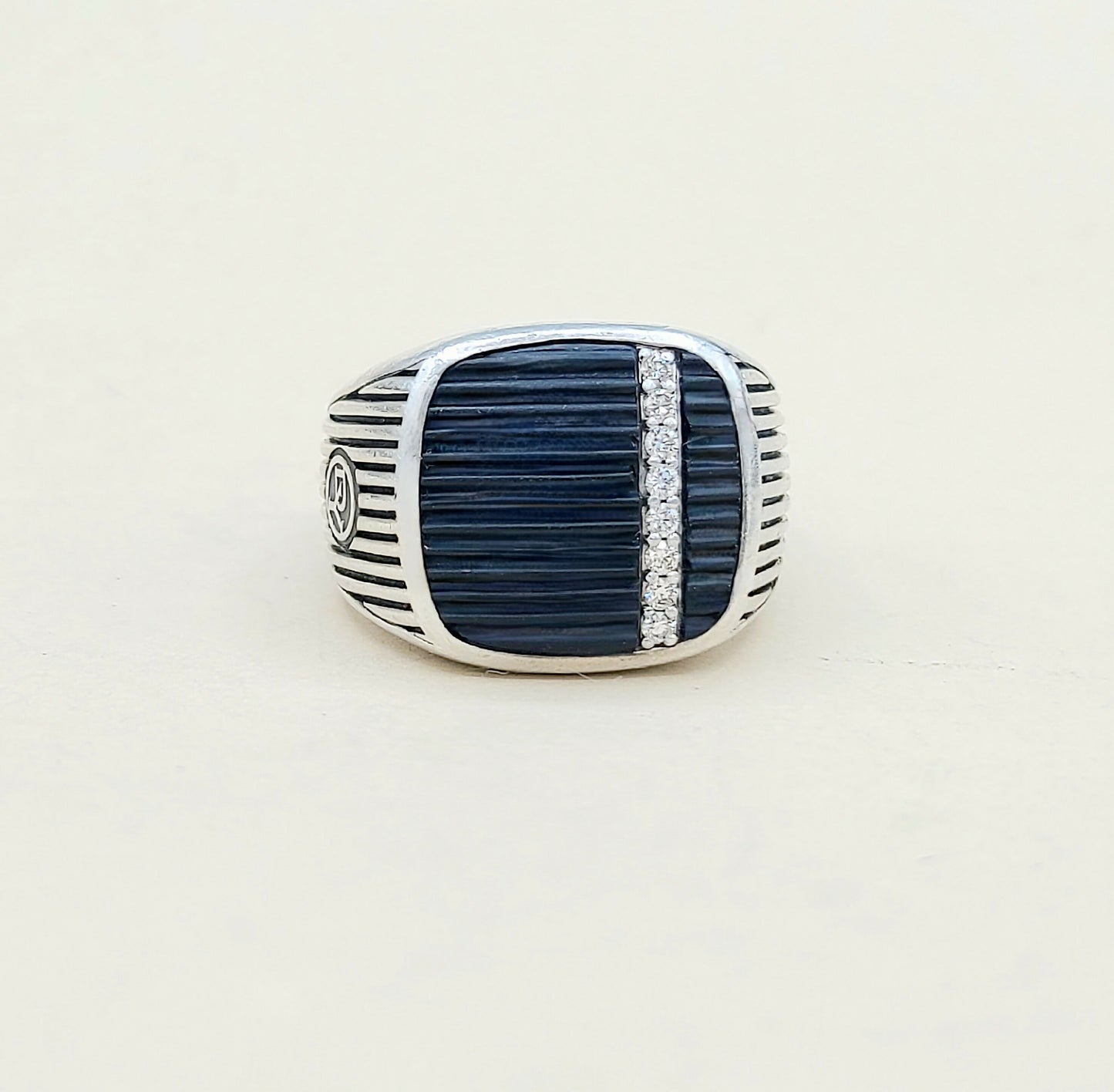 David Yurman Royal Cord Ring With Black Onyx and Diamonds