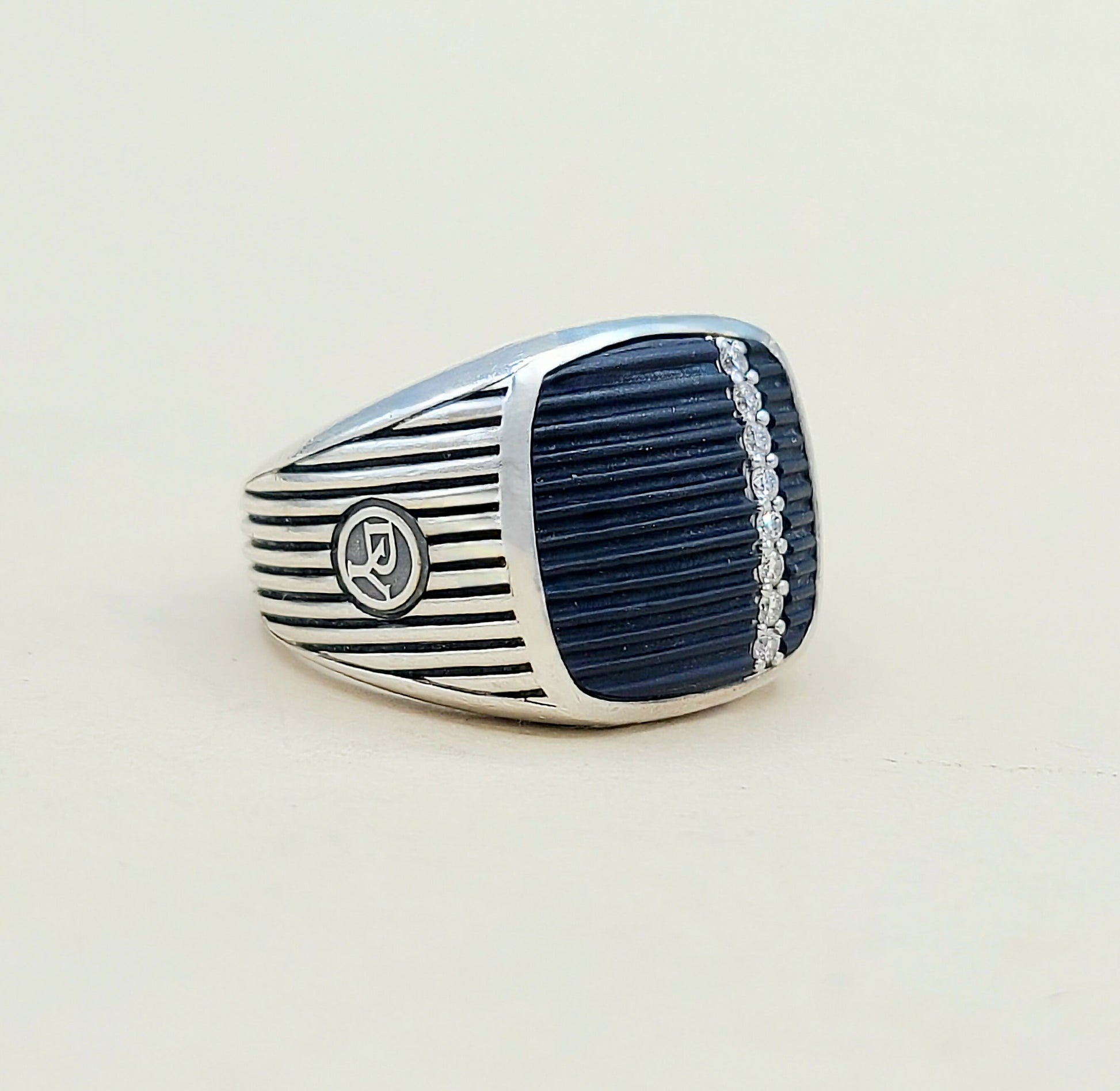 David Yurman Royal Cord Ring With Black Onyx and Diamonds