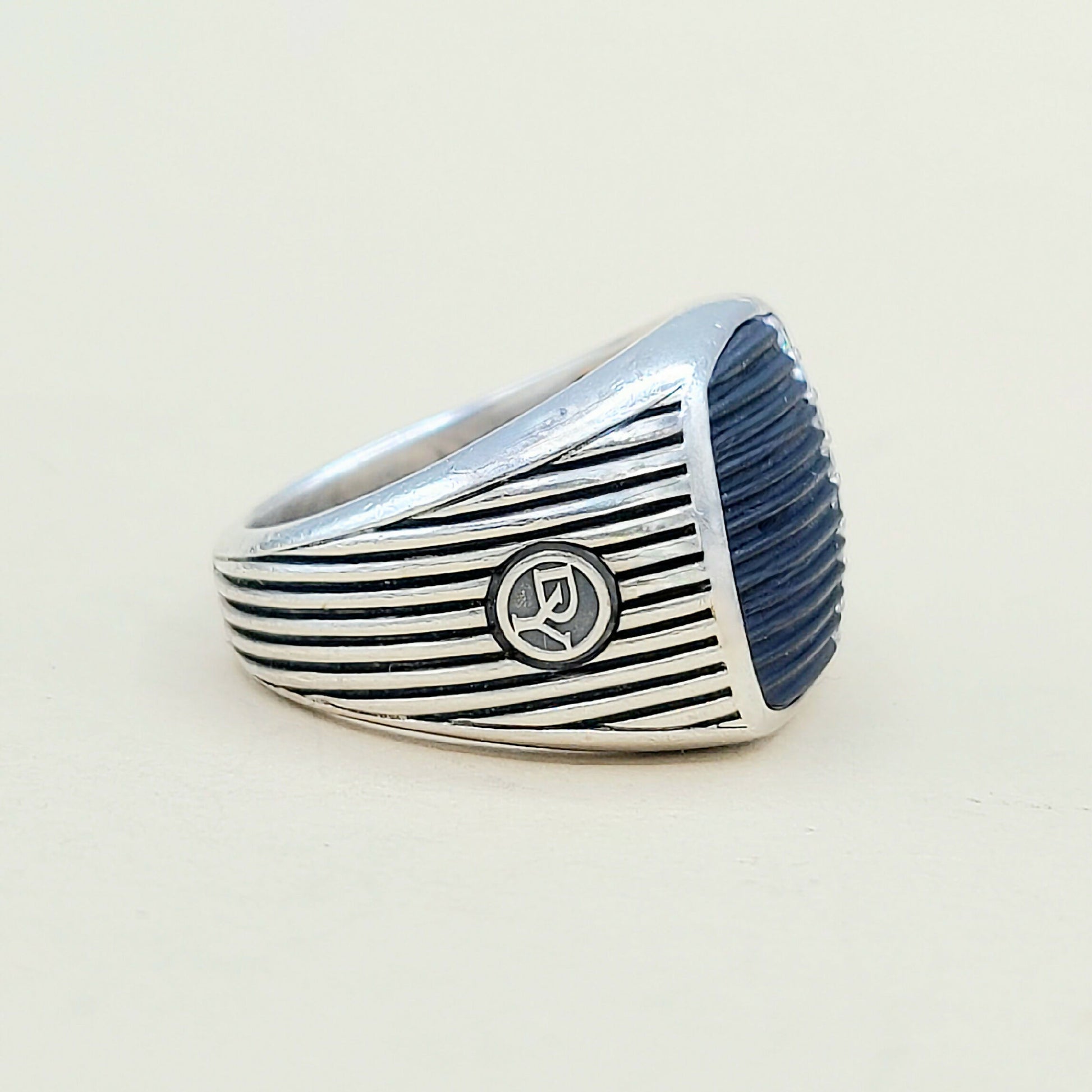 David Yurman Royal Cord Ring With Black Onyx and Diamonds