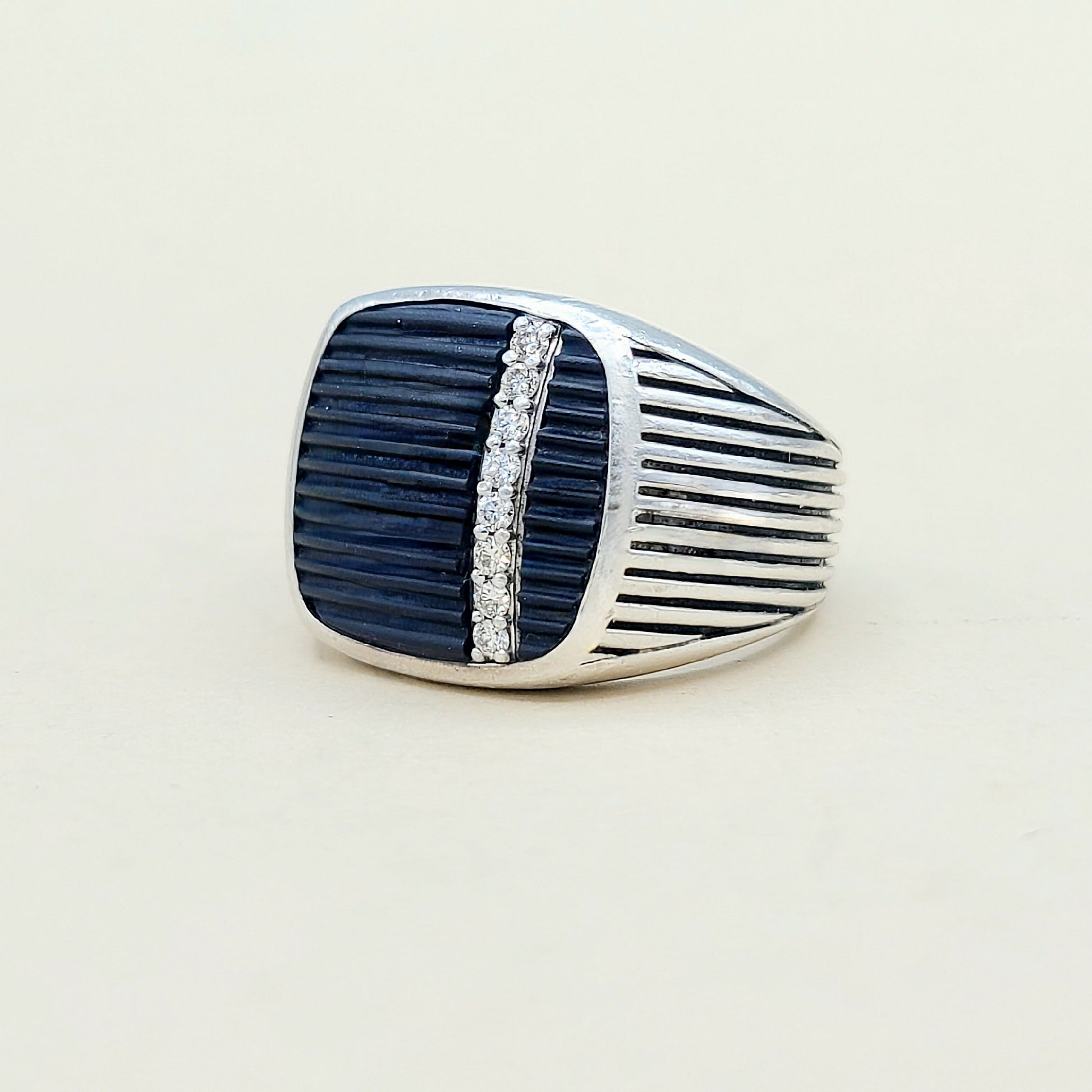 David Yurman Royal Cord Ring With Black Onyx and Diamonds