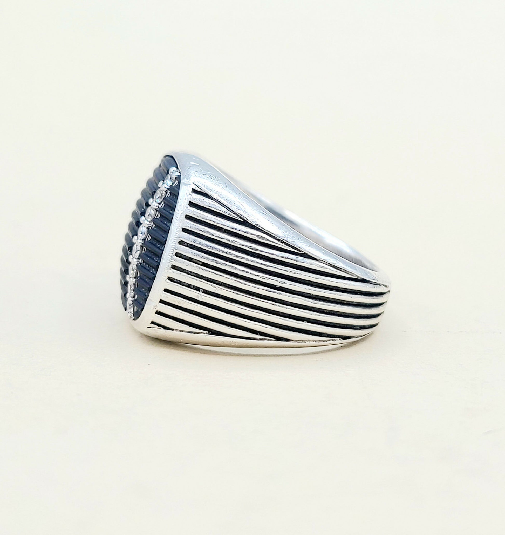 David Yurman Royal Cord Ring With Black Onyx and Diamonds