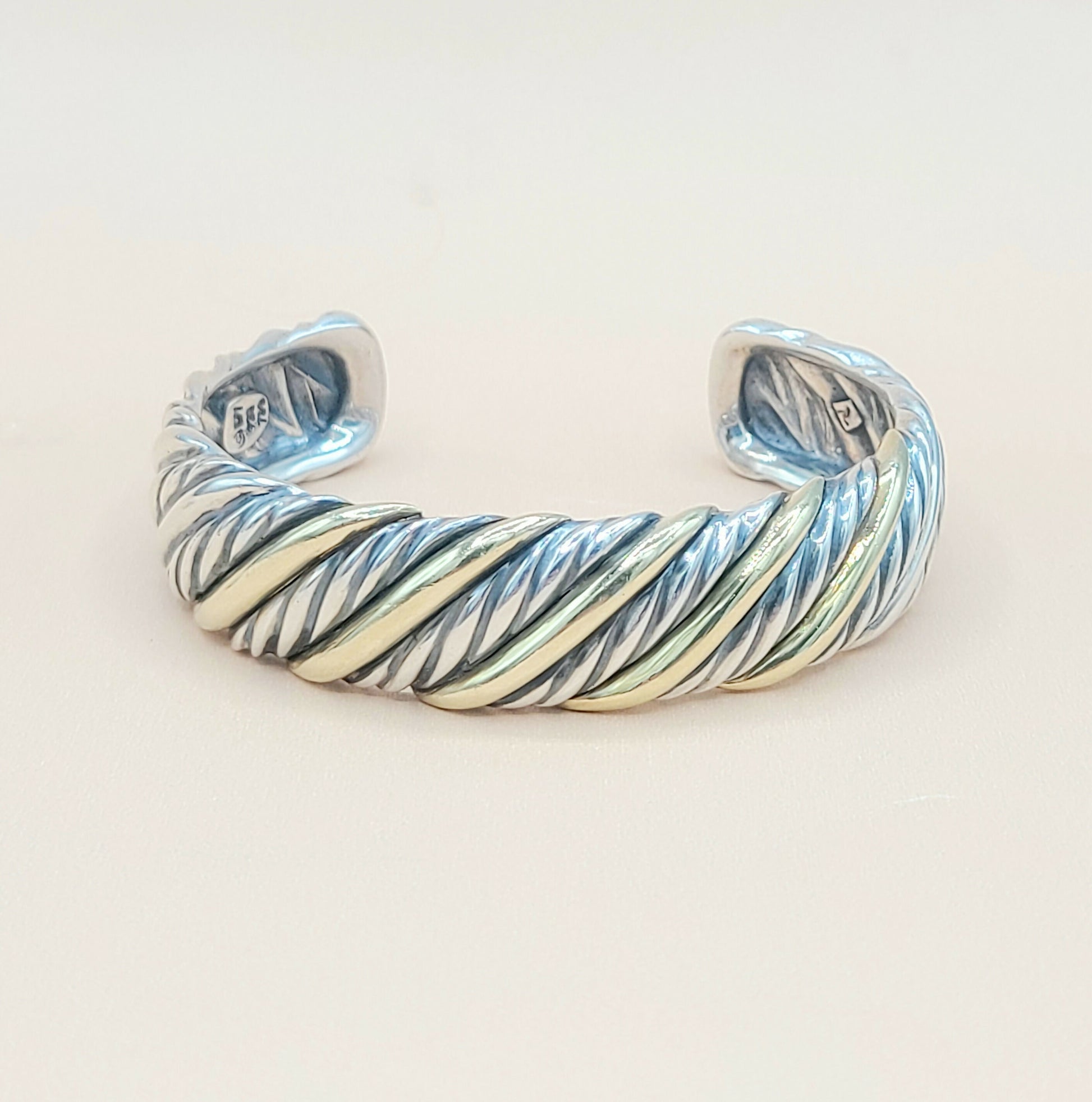 David Yurman Sculpted Cable Bracelet Silver & Gold | Certified  AYW Luxury #