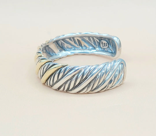  David Yurman Silver Gold Sculpted Cable Bracelet