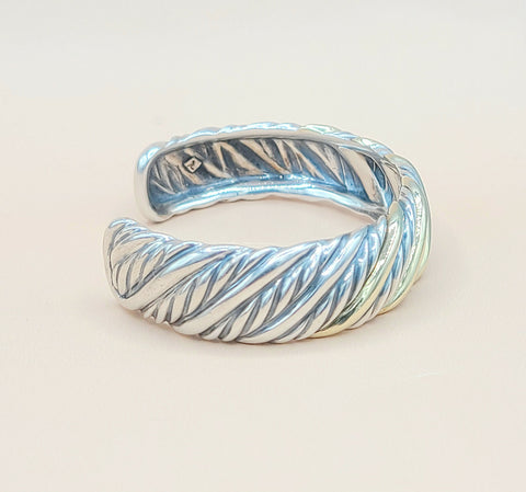  David Yurman Silver & 18K Sculpted Cable Bracelet