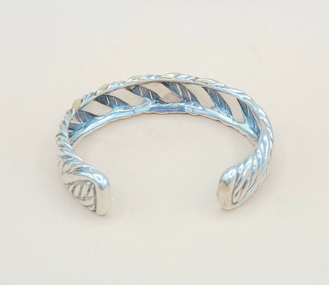  David Yurman Silver & 18K Sculpted Cable Bracelet