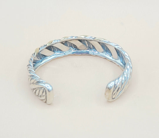  David Yurman Silver Gold Sculpted Cable Bracelet